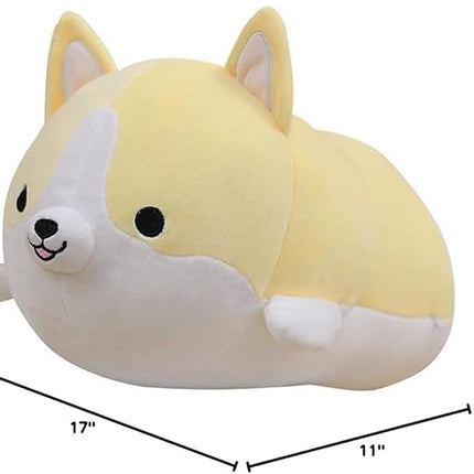 Corgi Dog Plush Pillow, Cute Shiba Inu Corgi Butt Stuffed Animal Toys Gifts for Bed, Valentine, Kids Birthday, Christmas (Yellow, 17.3inch)