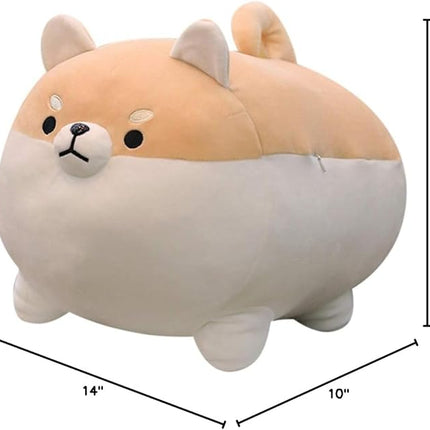 EHOTONG Shiba Inu Dog Plush Pillow, Corgi Stuffed Animal Plush Toy Hug Pillow Gifts for Girl Boy (Brown, 15.7in)