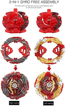 Bey Battle Burst Gyro Blade Toy Set Great Birthday Gift for Kids Children Boys 6 8 + Metal Fusion Attack Top Battling Game with 4 Spinning Tops 2 Two-Way Launcher