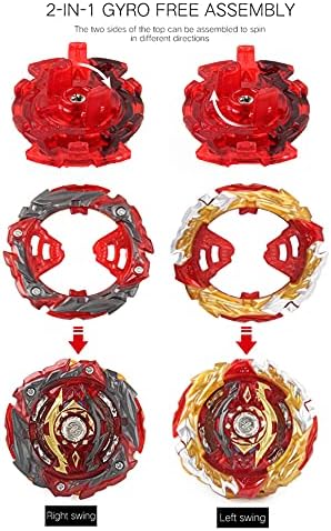 Bey Battle Burst Gyro Blade Toy Set Great Birthday Gift for Kids Children Boys 6 8 + Metal Fusion Attack Top Battling Game with 4 Spinning Tops 2 Two-Way Launcher