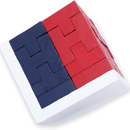 Wooden Brain Teaser Puzzle Cube Easter Basket Stuffers Wooden Puzzles T-Shaped Jigsaw Logic Puzzle Educational Toy for Kids and Adults by AHYUAN (Red and Black)