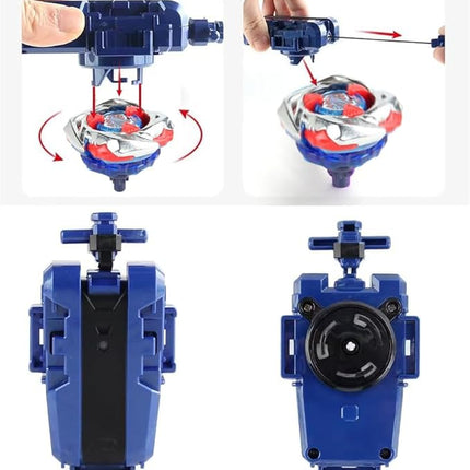 MUSTYBELT Battling Top Burst Gyro Toy Set Toy Gift for Children Boys Ages 6 8 10 12+ Combat Battling Game 12 Burst Spinning Tops 2 Two Way Launchers Grip Starter (BOZE-BX8)