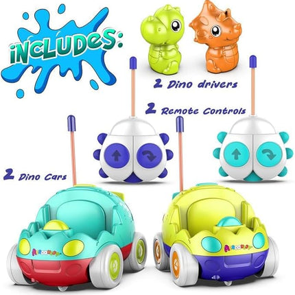 Remote Control Car for Toddlers Toddler Toys for 18+Months RC Cars with LED Lights & Music Dinosaur Toy for Kids Green