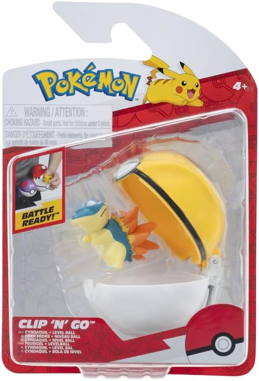 Pokemon Clip N Go 2" Fight Figure Cyndaquil with Level Pokéball - Toy Figure for Kids 4+ - Office Product for Kids Toy