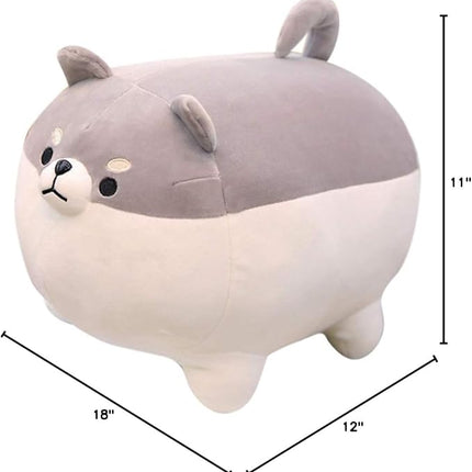 EHOTONG Shiba Inu Dog Plush Pillow, Corgi Stuffed Animal Plush Toy Hug Pillow Gifts for Girl Boy (Gray, 19.6in)