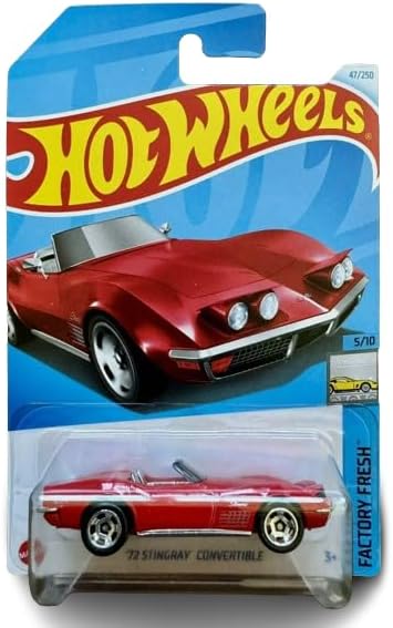 Hot Wheels Factory Fresh 1:64 Scale Die-Cast Vehicle ('72 Stingray Convertible Red 5/10), HTD09