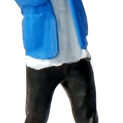 Painted Figure 1:64 Scale Mini Model Trains Architectural Plastic People Figures Standing Blue Photographer Boy Figure Model,Suitable for Miniature Scenes(64089B)