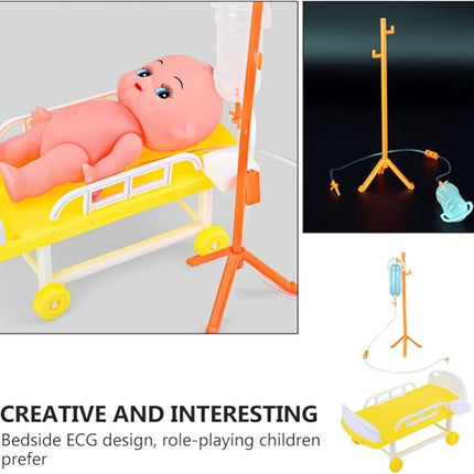 Zerodeko 1 Set Simulated Medical Bed Dollhouse Hospital Accessories Role Play Doctor kit Bed Accessories Pretend Play Doctor Toys Kids Stethoscope Toy Plastic Combo Plate Toddler Baby