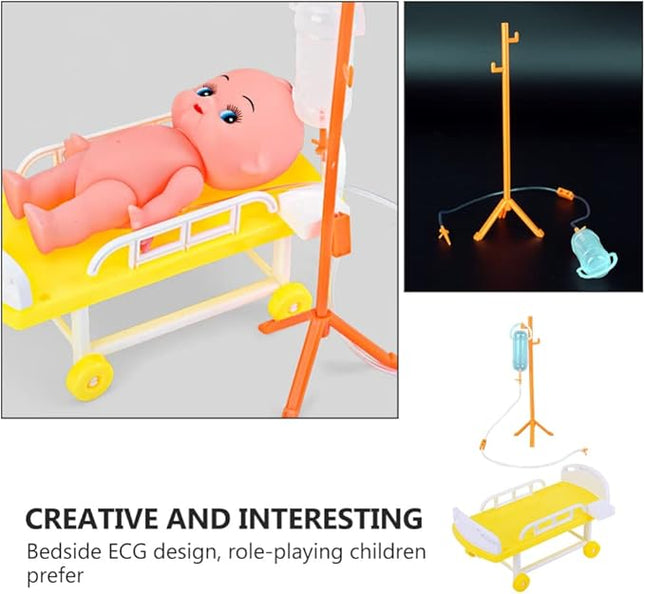 Zerodeko 1 Set Simulated Medical Bed Dollhouse Hospital Accessories Role Play Doctor kit Bed Accessories Pretend Play Doctor Toys Kids Stethoscope Toy Plastic Combo Plate Toddler Baby