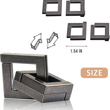 3PCS Fun Metal Brain Teaser Puzzle Games - Adults Mind 3D Toys -Teens IQ Insight Challenge - Educational Gift for Ages 12+