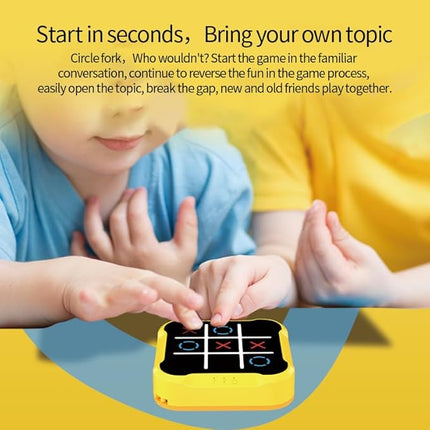 Tic Tac Toe Game Machine, 4 in 1 Handheld Electronic Game for Education & Memory Growth, Home & Kids (Yellow)