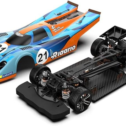 AMORIL 1/10 Carbon Fiber On-Road Drift Car Roller,Electric Touring Rally Car Chassis Frame Body with Alloy Wheel,Split Steel Driveshaft,Speed Bash Roller, Blue