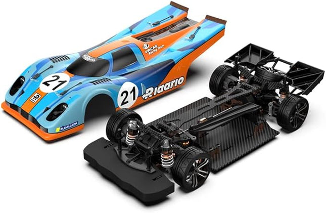 AMORIL 1/10 Carbon Fiber On-Road Drift Car Roller,Electric Touring Rally Car Chassis Frame Body with Alloy Wheel,Split Steel Driveshaft,Speed Bash Roller, Blue