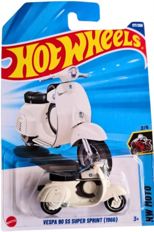 Hot Wheels Vespa 90 SS Super Sprint (1966) [White], HW Moto 2/5, 177/250, 1:64 Scale Diecast Car