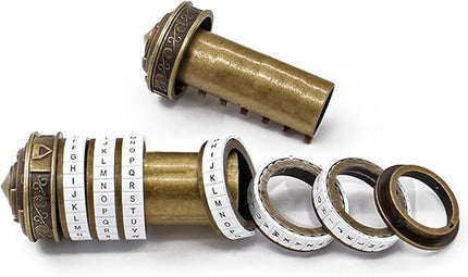 Unique Valentines Gift Cryptex Da Vinci Code Mini Cryptex Lock Puzzle Boxes with Hidden Compartments Heavy Real Metal Novelty Birthday Gifts Big Enough for Notes,Paper Money,Rings,Jewelry (White)