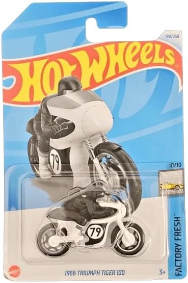 Hot Wheels 1966 Triumph Tiger 100 Diecast Car Model, White, 10/10 Factory Fresh