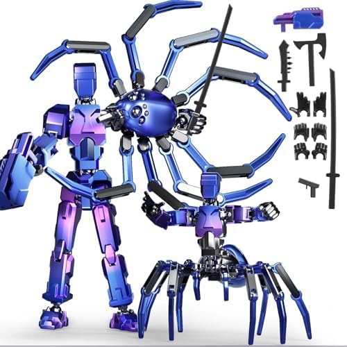(Assembly Required) Spider T13 Action Figure Set -Titan 13 Action Figure with Sucker Spider T-13 Collectible 3D Printed Toys Highly Detailed Action Figures for Collectors and Fans - Blue