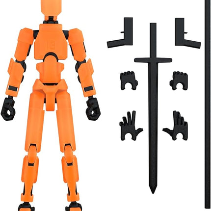MerryXD T13 Action Figure,Assembly Completed Dummy Nova Tintan Lucky 13 Action Figure 3D Printed Multi-Jointed Movable Toy Orange