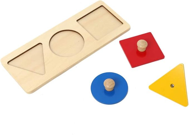 Montessori Multiple & Single Shape Puzzles - Jumbo Knob Wooden Geometry & Color Sorter for Toddlers