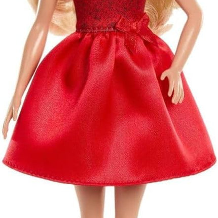 Barbie Mattel 80th Anniversary Ruby-Red Celebration Blonde Fashion Doll Wearing Red Dress with Silvery Shoes & Necklace, Collectible Toy