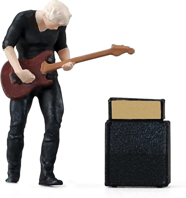 Painted Figure 1:64 Scale Mini Model Trains Architectural Plastic People Figures Standing Bassist Figure Model,Suitable for Miniature Scenes(64beisishou)