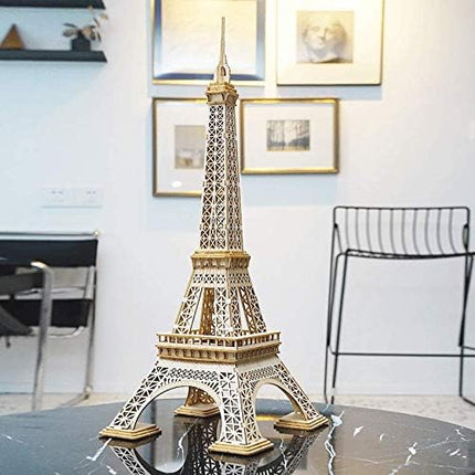 ROBOTIME Assembly Famous World Architecture Eiffel Tower Exquisite Wood Craft Kits for Kids Best Model Kits and DIY Arts Projects for Adults