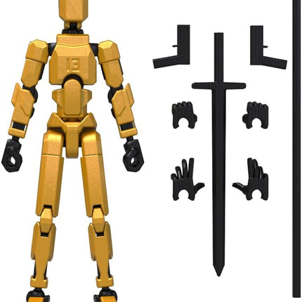 MerryXD T13 3D Action Figure,Assembly Completed Dummy Nova Titan Lucky 13 Action Figure 3D Printed Multi-Jointed Movable Toy Golden