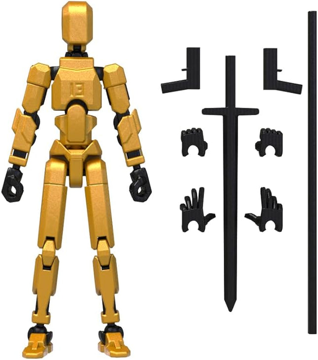 MerryXD T13 3D Action Figure,Assembly Completed Dummy Nova Titan Lucky 13 Action Figure 3D Printed Multi-Jointed Movable Toy Golden