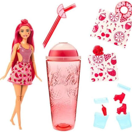 Barbie Pop Reveal Doll & Accessories, Watermelon Crush Scent with Red Hair, 8 Surprises Include Slime & Squishy Puppy