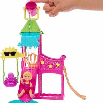 Barbie HKD80 First Jobs Skipper Set, Doll, Water Park with Functional Water Slide, Puppy Sprinkler and More Than 5 Accessories, Children's Toy from 3 Years