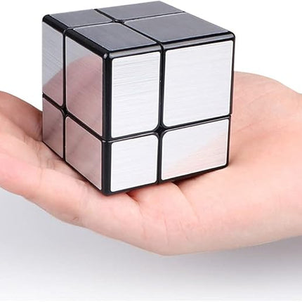 AI-YUN Speed Cube Set of 3 Pack, Mirror Cube Set of 2x2 3x3 Mirror and 3x3 Mirror Magic Tower Cube, Brian Teasers Puzzle Toys, Silver Sticker