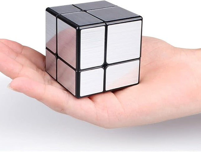 AI-YUN Speed Cube Set of 3 Pack, Mirror Cube Set of 2x2 3x3 Mirror and 3x3 Mirror Magic Tower Cube, Brian Teasers Puzzle Toys, Silver Sticker