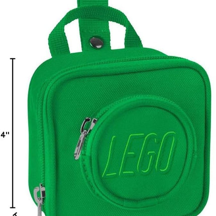 LEGO Kids Brick Mini Backpack Accessory Pouch with Novelty Backstraps, Snaps to Belt or Full-Size Backpack, Holds Small Items like Keys & Headphones, Green
