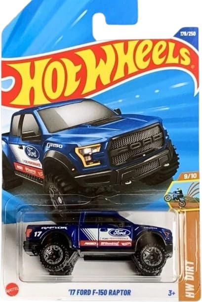 Hot Wheels '17 Ford F-150 Raptor [Blue], Dirt 9/10, 178/250, 1:64 Scale Diecast Car