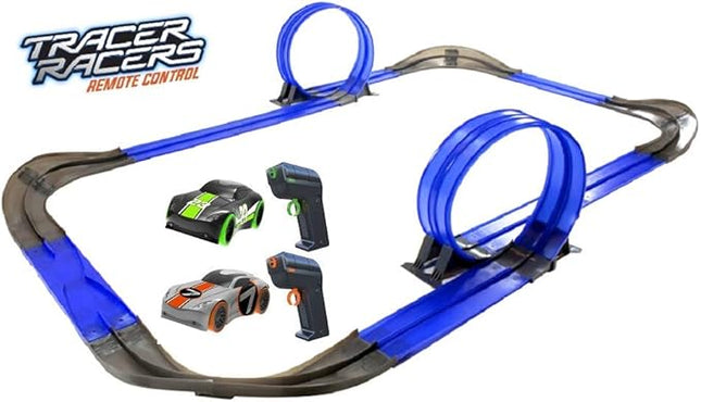 2.4 GHz Radio Control Remote Slot-Less, Cordless Racing Super Loop Speedway Track Set with Two Cars
