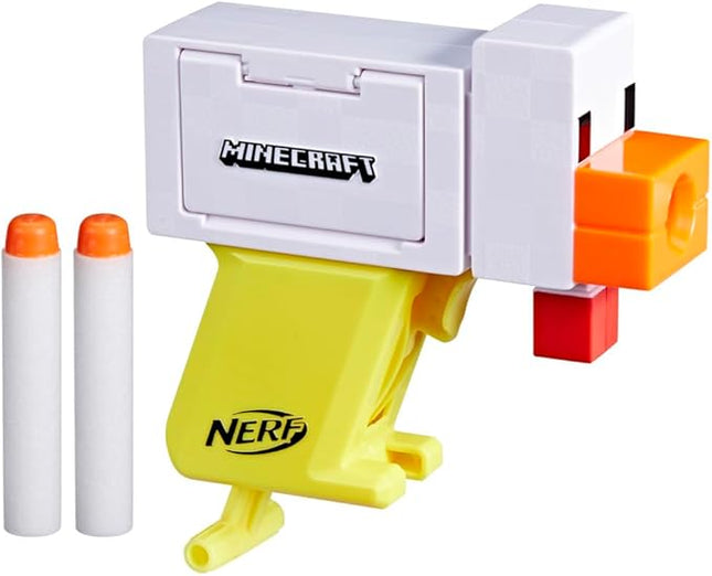 Nerf Microshots Minecraft Chicken Blaster, Includes 2 Nerf Elite Foam Darts