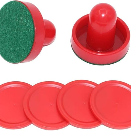 2 Pcs Red Air Hockey Pushers and Air Hockey Pucks Great Goal Handles Paddles Replacement Accessories for Game Tables, Air Hockey Tables and Equipment
