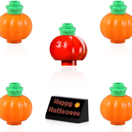 LEGO Halloween Accessory - Orange Pumpkin with Green Stem - 4 Pack (with Extra Red Pumpkin)