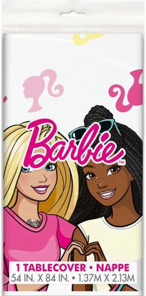 Unique Barbie Birthday Party Supplies Decoration Bundle Pack Includes 2 Plastic Table Covers and 1 Dinosaur Sticker Sheet