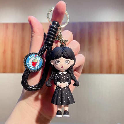 11.5'' Addams Doll, Black Dress, High Heels, and Hair, Christmas Decoration Perfect ChristmasToy Gift for Girls & Fans (D)
