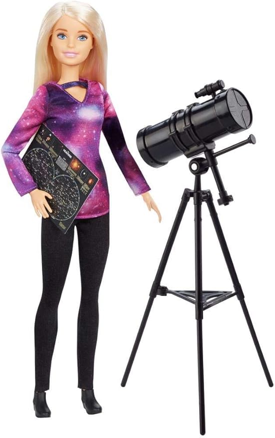 BarbieAstrophysicist Doll, Blonde with Telescope and Star Map, Inspired by National Geographic
