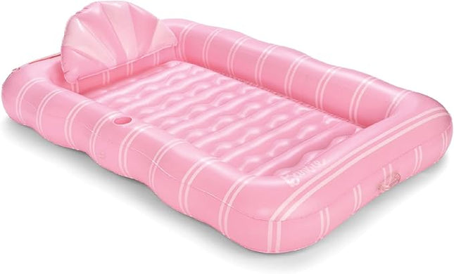 FUNBOY Tanning Pool Lounger Float, XL 72'' x 48'' Pool Float with Custom Pillow and Large Cup Holder, Perfect for Pool or Backyard.