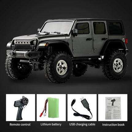 YIKESHU RC Rock Crawler RC Truck 4x4 RC Car Off Road 1/18 Scale Remote Control Truck Realistic 3 Speed Proportional Steering 370 Brushed Motor Upgrade Chassis Led Light Hobby Toy for Adult