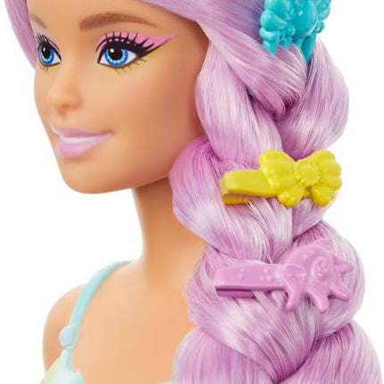 Barbie Mermaid Doll with 7-Inch-Long Pink Fantasy Hair & Colorful Accessories for Styling Play Like Headband & Barrettes