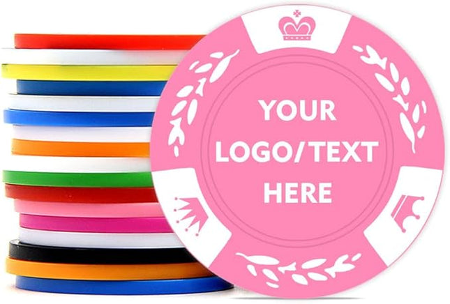 100 Personalized Poker Chips, Print with Your Text and Logo, Suitable for Corporate Event, Poker Night, Card Club, Board Game, Party
