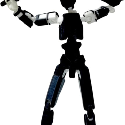 Pre-Assembly 3D Printed 5.54'' Dummy13 Action Figure, Multi-Jointed Tian13, Articulated T13 Desktop Decoration,12 in 1 Accessories, Best Birthday Festival Gift (Black White+Gold Black)