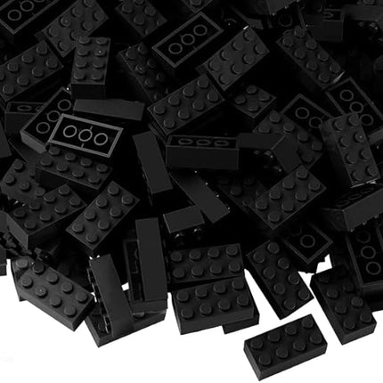 Feleph 100pcs 2x4 Bricks Black Pieces Parts Classic Building Creative Play Blocks Set Parts Toy Accessories Compatible with 3001 Major Brick Brands