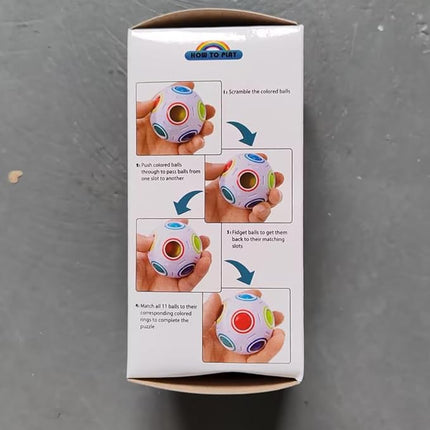 Vdealen Magic Rainbow Puzzle Ball, Fidget Ball Puzzle Brain Teaser Fidget Toy for Boys & Girls- Birthday Party Valentines Easter Christmas Stocking Stuffers for Kids Teen & Adults-2 Pack