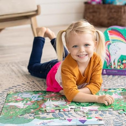 Crocodile Creek 36-Piece Jigsaw Floor Puzzle - Fun Floor Puzzles for Kids Ages 3-5 - Heavy-Duty Shaped Box for Storage - Unicorn Dreams - 24" W x 18" H Finished