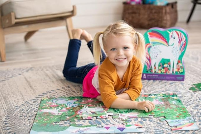 Crocodile Creek 36-Piece Jigsaw Floor Puzzle - Fun Floor Puzzles for Kids Ages 3-5 - Heavy-Duty Shaped Box for Storage - Unicorn Dreams - 24" W x 18" H Finished